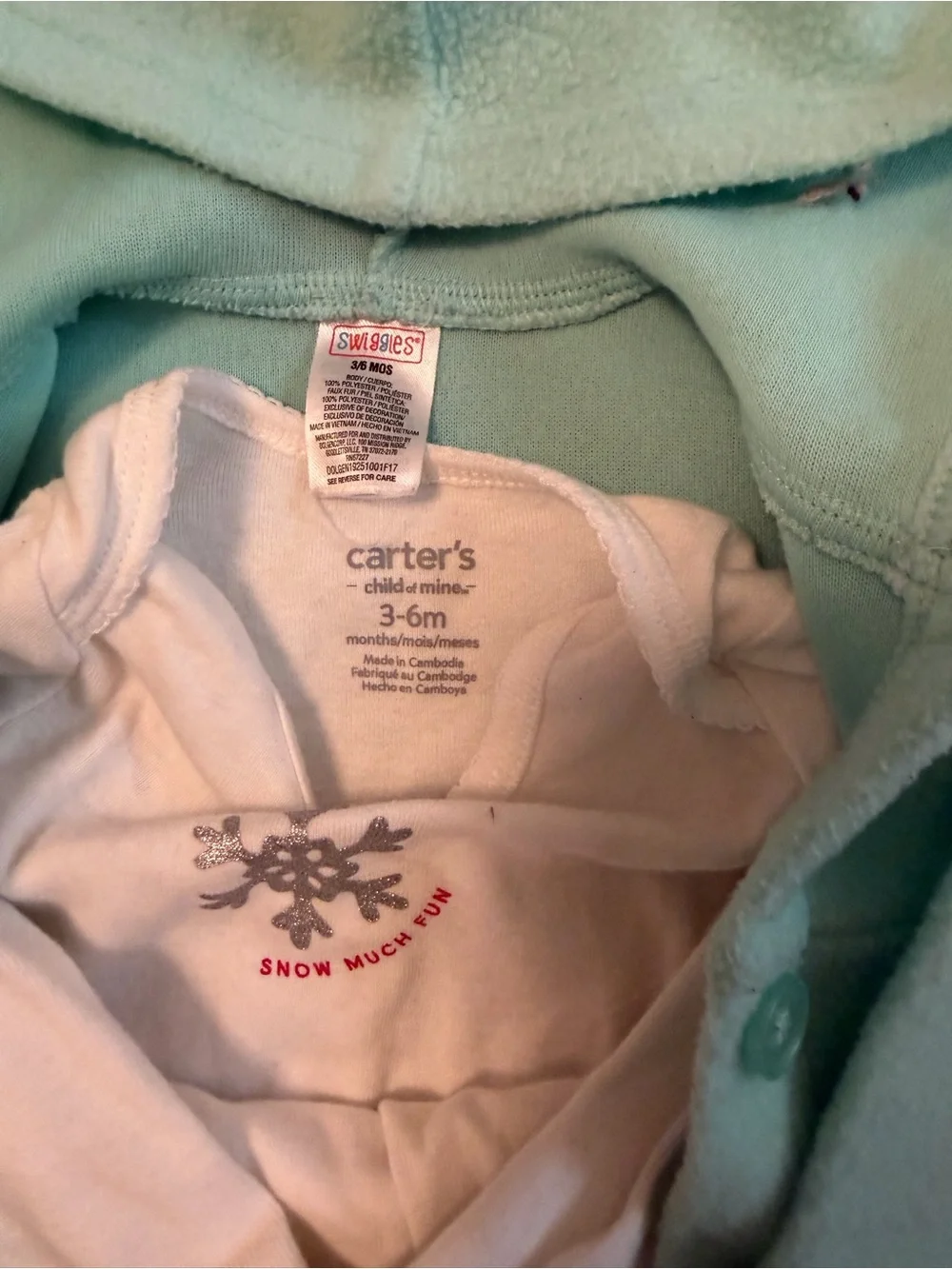 Carter's White Onesie with Mint Green Jacket